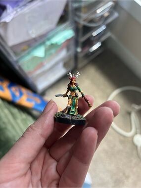 Hand-Painted Fantasy Female Miniature - Green & Gold